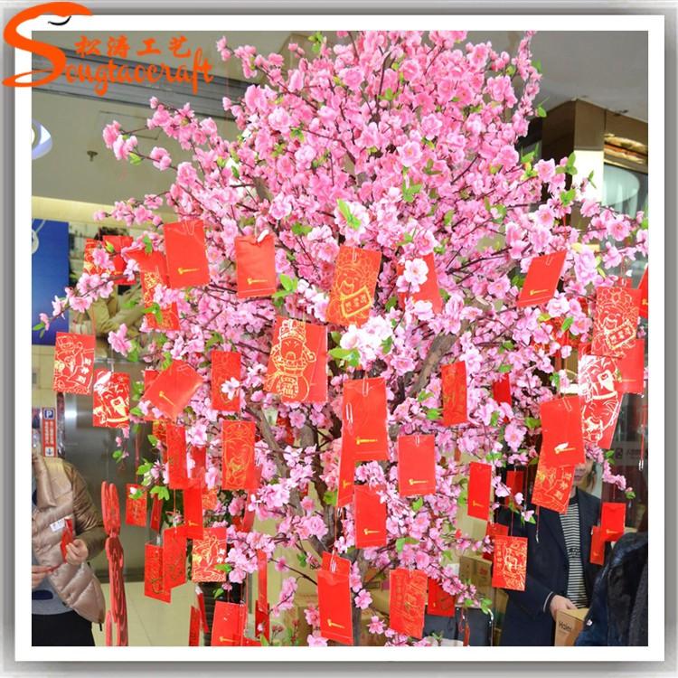 【仿真桃花树春节红包树】仿真桃花树春节红包树广东新年装饰桃花树