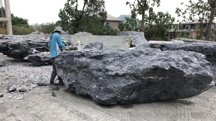 江西黑山石基本四合景观黑山石异形加工黑山石切片