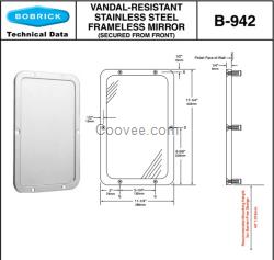 Bobrick B-942保必丽无框架镜子