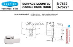 Bobrick B-7672保必丽双头礼服挂钩