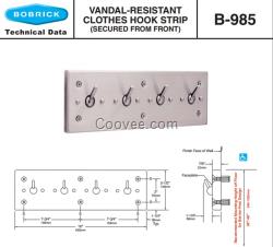 Bobrick B-985保必丽抗粗暴使用衣帽钩条