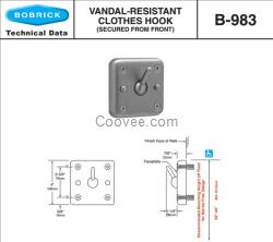 Bobrick B-983保必丽抗粗暴使用衣帽钩