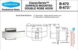 Bobrick B-672保必丽双头礼服挂钩