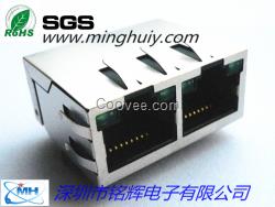 双口1X2带百兆\千兆变压器RJ45网络插座 MH铭辉品牌