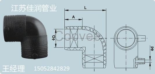 钢丝网骨架聚乙烯电熔90度弯头电熔管件