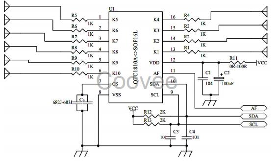 泉盛10通道电容式触控芯片QTC1810A