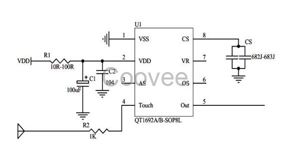 单键触控芯QTC1691A支持电池供电